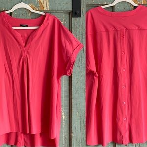 Alfani Split Neck Blouse with Button-Up Back